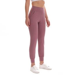 LU LU LEMONS Yoga Jogger Legging femmes Caual Fahion course Fie Sport pantalon couleur unie Capri élastique haute attente Looe Fit Gym vêtements