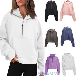 LU LU LEMONS Zip Scuba Half Sweat à capuche Femmes Yoga Costume Designer Sweat à capuche Dames Gym Sportswear Sports de plein air Jogging Sweat à capuche épais Lon