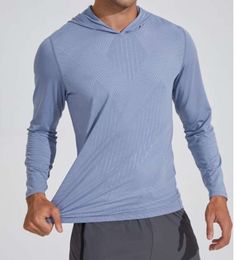 Lu Lu Herrenbekleidung, Kapuzenpullover, schnell trocknendes Hemd mit langen Ärmeln, Lauf-Workout-T-Shirts, atmungsaktives Kompressions-Reitoberteil, lässige, modische Kleidung