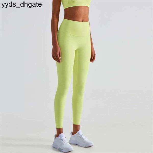 Lu Lu Pant Yoga Outfit Couleur Unie Taille Haute Bord Anti-roulis Sport Align Citrons Pantalon Collants Run Gym Vêtements Jambières D'exercices Femme Fintess Push Up Pantalon