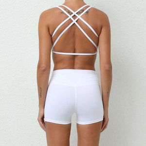 Lu Lu Shorts Align Gym Set Sport Bra Bra Shorts pour femme Push Up Sportswear Women Sports Varse 2024 Ensembles d'entraînement pour femmes Blanc Brow