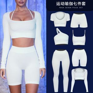 Lu lu shorts uitlijnen hete sexy mesh 3-delige set een schouderriem sport bra hoge taille scrunch shorts elastische yoga leggings voor gym fiess gry hardloop workout sportvrouw