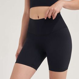 Lu lu shorts lijnen stevige kleur sport yoga shorts, hoge taille zakken, ing, ademende fiess running dames 4-punts leggings gry running workout sportvrouw