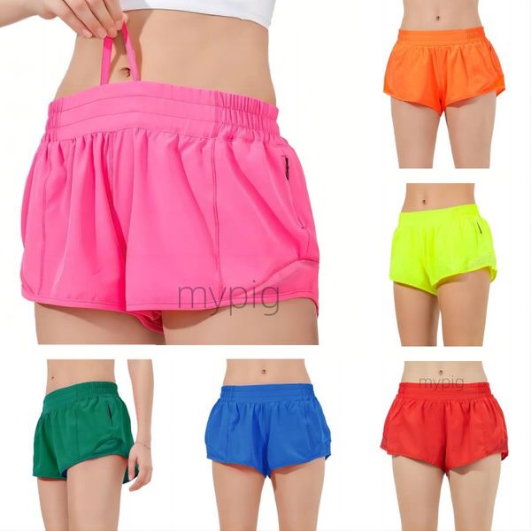 Lu Lu Shorts Hot Athletic Athletic Womens Yoga Pants la cintura elástica de los pantalones cortos de bolsillo de bolsillo