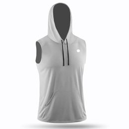 LU LU T Sports Outdoor hommes chemise à capuche sans manches séchage rapide évacuant la transpiration haut court hommes Wrokout Ll op