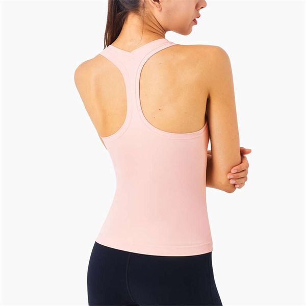 Lu Lu Débardeurs Align T-shirt pour femme Couleurs unies Sport Yoga Citron Débardeur Femme Sans manches Haut court Gilet Y Forme Dos nu Serré Doux Fitness T-shirt Gym Vêtements d'entraînement LL