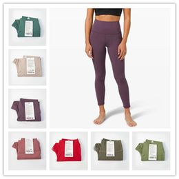 Lu lu Ropa de yoga LL Pantalones de yoga de cintura alta Mujeres Push-up Fitness Leggings Suave Elástico Levantamiento de cadera Pantalones deportivos en forma de T Running Training Lady 22 colores Alta calidad