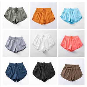 Lu Lu Yoga Hotty Shorts chauds ajustement poche à glissière taille haute séchage rapide citron femmes Train court Style ample respirant salle de sport