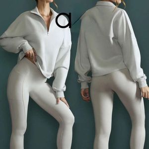 Lu Lu Yoga citron AL costume nouveau col haut Fitness haut de sport femmes col debout course fermeture éclair ample à manches longues pull Alo course athlétique