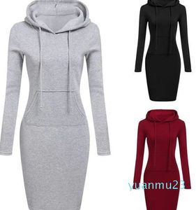 Lu Lu Yoga Lemon Algin Vestidos casuales básicos Color Mujer Vestido hasta la rodilla Casual con capucha Lápiz Sudadera con capucha Manga larga Suéter Bolsillo Túnica Vestidos Top LL Align Gym Cloth