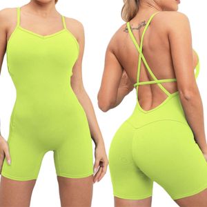 Lu Lu Yoga citron Algin femmes combinaison multi couleurs vêtements de Fitness une pièce vêtements de sport Sexy sans manches body dame gymnastique exercice entraînement Rumper LL Align gym vêtements