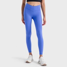 Lu Lu Yoga Calça Limão Mulheres Alinhar Calças de Cintura Alta Com Nervuras Correndo Fitness Exercício leggings Pilates Elastic Lift Hip Calças Alo Running Athletic