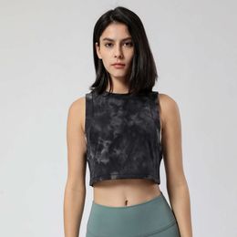 Lu Lu Yoga Outfit Sexy Débardeur Soutien-Gorge Court Lâche Couverture Bta Crop Top Tapis De Souris Sport Align Citrons Fitness Blouses Chemise Haut Femme Gilet En Maille