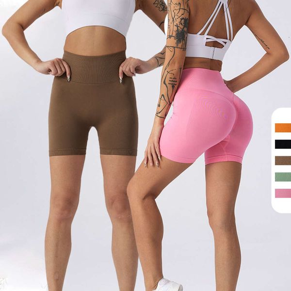 Lu Lu-pantalones cortos de Yoga para mujer, mallas de realce, corto sin costuras, levanta el trasero, gimnasio, cintura alta, ropa de entrenamiento, Leggings de Fitness, verano