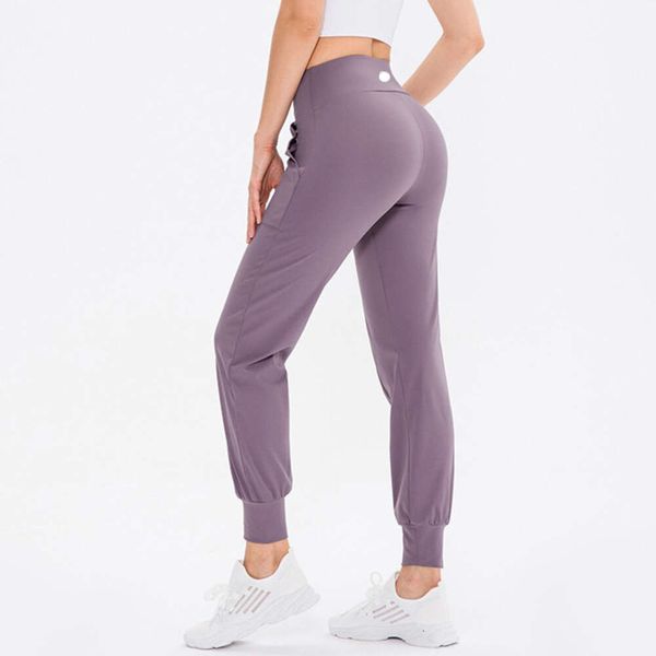 lu lulemens femmes femmes Yoga neuvième pantalon course Fitness Joggers doux taille haute élastique pantalon de Jogging décontracté 5 couleurs haute qualité Lus