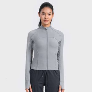 Lu Lulemon Yoga à capuche citron chemise à manches longues côtelé recadrée définir col montant veste légère respirante haute élastique Fiess manteau serré Utdoor Sport 623