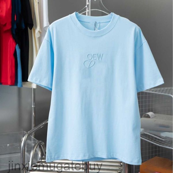 LU Luo Jia Correct haute Version 24S nouveau classique brodé bébé bleu coton T-shirt court hommes et femmes tendance de la mode