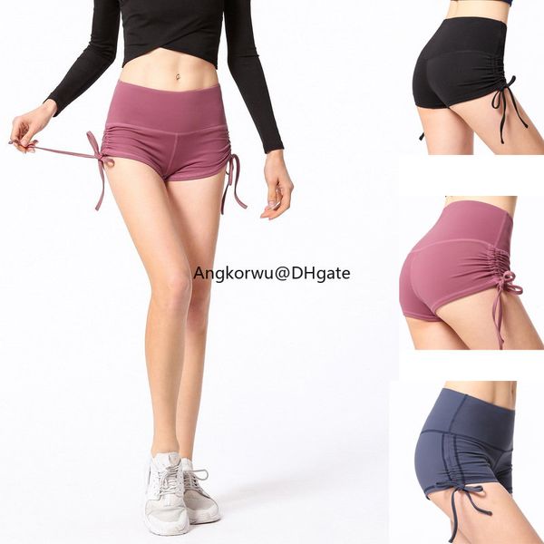 LL Luxury Shift Designer Yoga Dress Femmes Cordon Honey Peach Hip Lifting Leggings Sexy Short Trois Pièces Hot Pants Running Tennis Sports Shorts