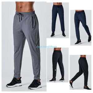 LU Pantalon de jogging long pour homme - Tenue de sport de yoga en plein air - Sweat Yogo - Poches de gym - Pantalon de survêtement décontracté - Taille élastique - Coupe haute