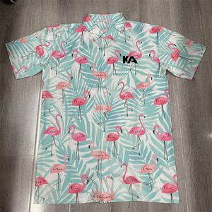 Lu mannen -t -shirt zomer tee tops mannen blouse flamingo losse korte mouw casual knoppen katoen strand shirt yoga uitlijning training hardloop