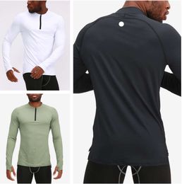 lu Hombres Equipo de yoga Deportes Camiseta de manga larga Estilo deportivo para hombre Entrenamiento ajustado Ropa de fitness Entrenamiento Elástico Ropa de secado rápido T3545