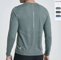 lu Traje de Yoga para Hombres Camiseta Deportiva de Manga Larga Camisas de Estilo Deportivo para Hombres Ropa Deportiva de Entrenamiento Ropa Deportiva elástica de Secado rápido Top Plus Absorbente y byiytuu