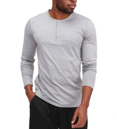 lu Traje de yoga para hombres Camiseta deportiva de manga larga Estilo deportivo para hombre Camisa con botones de cuello Entrenamiento Ropa deportiva Ropa elástica de secado rápido Ocio en la calle 36