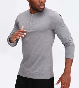 lu Hommes Yoga Tenue Sport T-shirt à manches longues Hommes Sport Style Col bouton Chemise Formation Fitness Vêtements Élastique Rapide Le même modèle pour les célébrités Internet 34