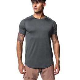 Camiseta deportiva lu para hombre, Camiseta corta ajustada de culturismo de secado rápido para hombre, D-1 de manga corta para entrenamiento