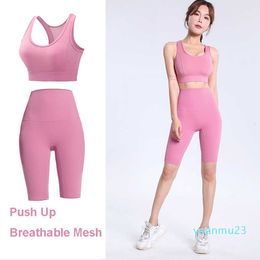 Lu New Summer Workout Sets Womens Yoga Suit Survêtement Gym Sportswear Sport Bras Fitness Shorts Deux pièces Yoga Wear Vêtements Femme Lady
