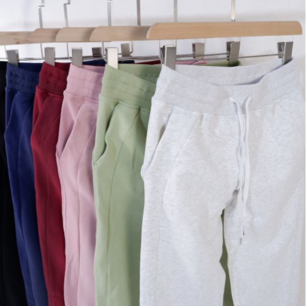 Lu nuevos pantalones de Yoga para mujer, pantalones de invierno cálidos para acampar, protectores de felpa con cordón, mallas deportivas de algodón puro para Fitness al aire libre