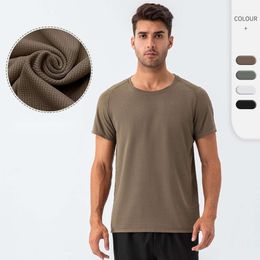 Lu T-Shirt de Sport en plein air pour hommes, séchage rapide, anti-transpiration, T-shirts d'entraînement à manches courtes, luluyoga citron 521