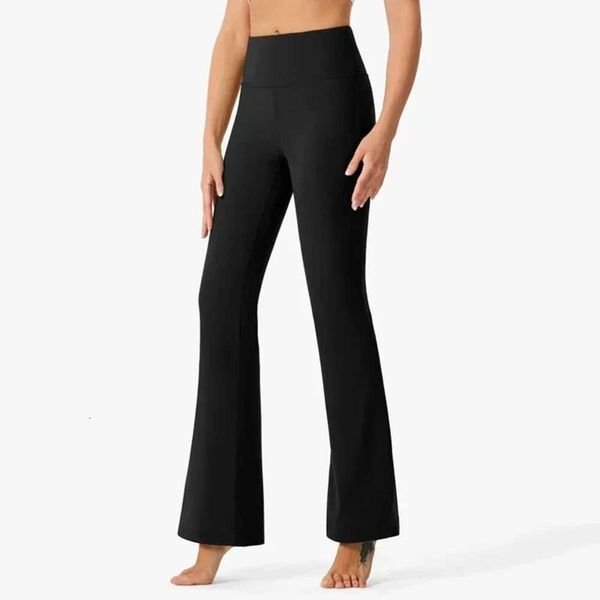 Lu Pant Align Align Lu Lemon Cintura alta Lu Push Up Flare Pantalones de yoga de pierna ancha Mujeres Elegent Black Sports Leggings Laides Medias Gimnasio femenino