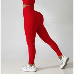 Lu Pant Align Lemon Ribbed Yoga Seamless Cross Transpirable Gimnasio Cintura alta Leggings deportivos Mujer Elasticidad Fiess Running Hip Lift Pants Jog