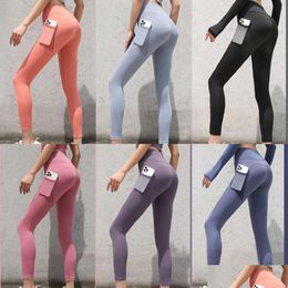 Lu Pant Align Lemon Yoga Outfit Legging Dames Push Up Wear Sport Vrouwelijke Jogger Broek Mesh Pocket Workout Panty Plus Size 3Xl Scrun Dh8Qv