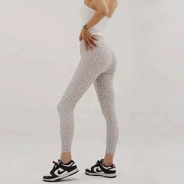 Lu Pant Align Léopard Print Femmes Align High Rise Pant Pant Fit Terre Leggings Pantalons Sports Vêtements d'entraînement pour Summer Yoga Gry Workout Runnin