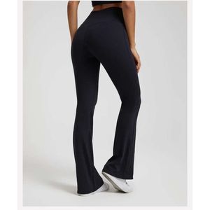 Lu Pant Align Women Align Sport Leggings de talle bajo Pantalones acampanados Mujer Casual al aire libre Levantamiento de cadera Deportes Pantalones de fitness Danza Pantalones de pierna ancha Yoga Lu Lemon LL 2024