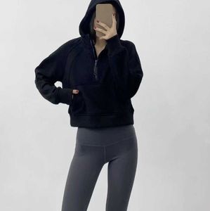 Lu Scuba Half Zip Hoodie Womens Yoga Suit Designer Lululemens Sweat à capuche Ladies Gym Sportswear Sports de plein air Jogging Sweat à capuche Épais Loisirs tendance 28ss