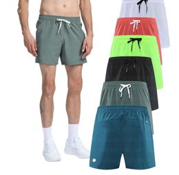 Lu Shorts Heren Yoga Sport LL Shorts Vijfde Broek Outdoor Fitness Sneldrogend Achterzak Met Rits Effen Kleur Casual Running Designer Shorts