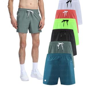 Lu shorts Heren Yoga Sport LL Shorts Vijfde broek Outdoor Fitness Sneldrogend Achterzak met rits Effen Kleur Casual Hardlopen346545