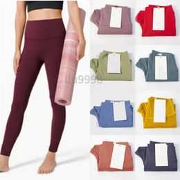 2024 Solid color dames yogabroek hoge taille uitlijning sport fitness set panty's elastische fitness dames outdoor sport yoga leggings panty's