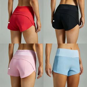 Lu Speed Up 2.5 shorts Hoge taille, gevoerde sportshorts met korte taille Damesset Sneldrogend Losse hardloopkleding Achterzak met ritssluiting Fiess Yogashorts