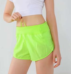 lu versnellen korte yoga -outfits hoge taille shorts oefen korte broek gym fitness slijtage meisjes rennen elastische volwassen hete sportkleding ademende snel droog