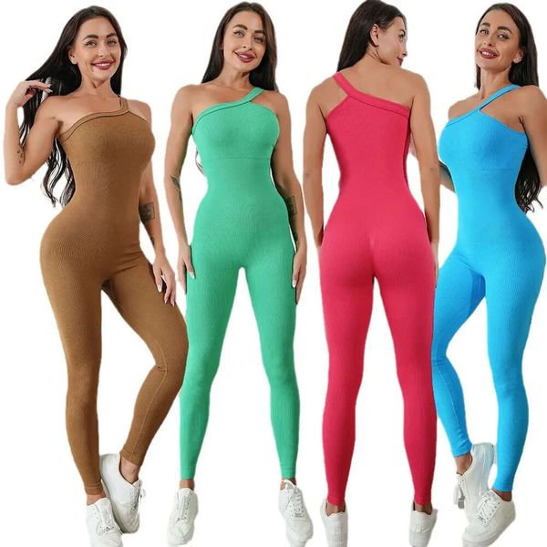 Lu Sport Bra Set Soussless Yoga Jumps Contanes Sports Fiess Hip-Lifting Beauty Back Fread One-Piece Running Workout LEGGings Gym Leggings Bodys for W