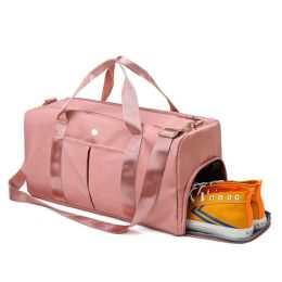 LU Bag Sports Bolsos para hombres y mujeres Fitness Bolso de hombro Sports Gran capacidad Bolsa de viaje Posición Separación seca y húmeda Swimming Yoga Bag Bag