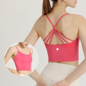 Lu Soutien-gorge dos de yoga intégré d'été, débardeur pour femmes, soutien-gorge de sport absorbant les chocs, haut de costume de yoga décontracté