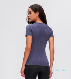 Lu t-shirt été t-shirt femmes yoga chemises à manches courtes respirant couleur unie sport de sport femme outwork porter dame filles