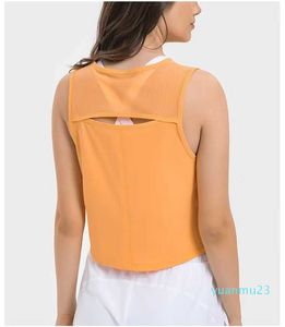 Lu Wome Vest Yoga tanktop voor dames Zomer T-shirt Loose Fit Workout Tank Gym Wear Sleeveless Back Hollow Out Sportswear Running Sport Shirts Buttery Soft
