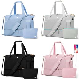 Lu – sacs de sport en Nylon pour femmes, ensemble deux pièces avec compartiment à chaussures, grands sacs de sport portables, sacs à main d'entraînement du week-end