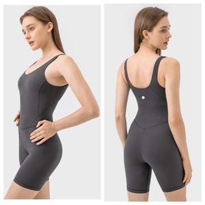 Lu Femmes Bodys pour Yoga Combinaisons de Sport Une pièce Sport Séchage Rapide Ensembles de Soutiens-Gorge d'entraînement sans Manches Combishorts Fitness décontracté Noir Hanche Levage Pilates Body